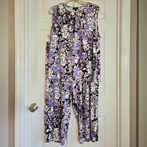 J. Jill Lavender Purple Black Floral Sleeveless Set Size 2X